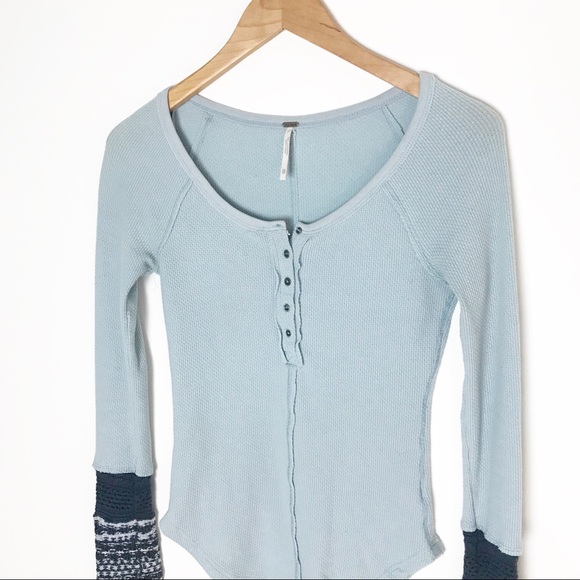 FREE PEOPLE Ski Lodge Crochet Cuff Thermal Top - Picture 3 of 8